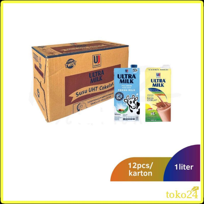 

Ultra Milk UHT Plain & Chocolate 1 L 1 Dus isi 12