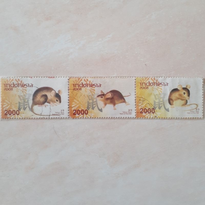 

(A) Perangko Indonesia Tahun Tikus Tahun 2008 set lengkap 3pcs