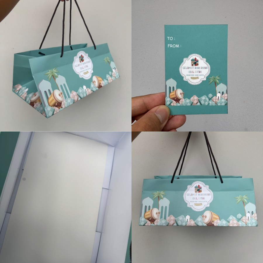 

(5 Pcs)Paper Bag Hampers Idul Fitri Goodie Bag Dus Kue Lebaran 31x19x13 Cm Tas Box Eggtart Sekat 6