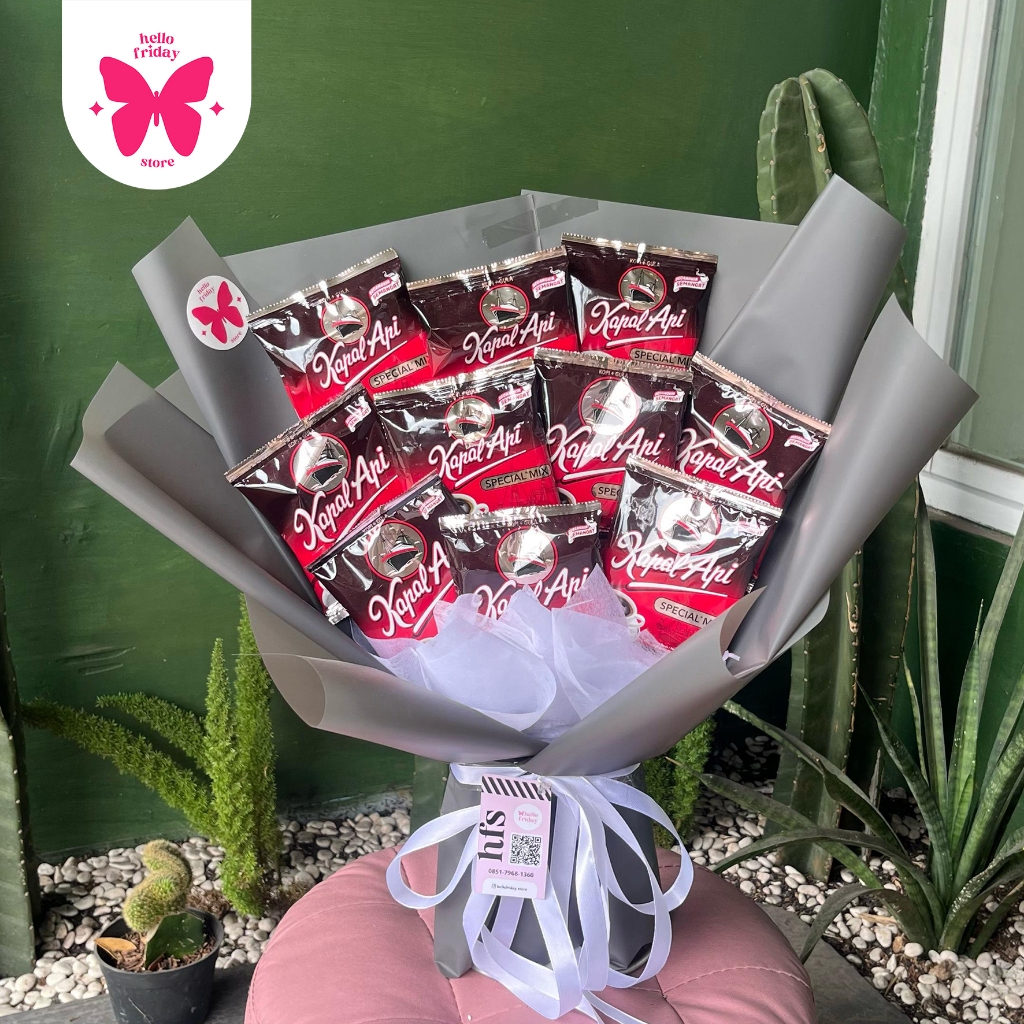 Bouquet Kopi Kapal Api 23gr 10 Tangkai Hadiah Cowok
