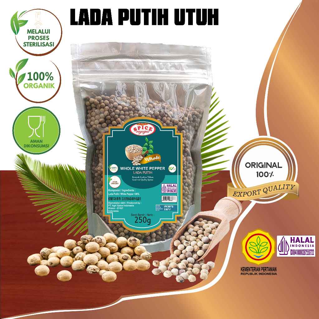

Spice Voyages Whole White Pepper (250gr) / Lada Putih (250gr)