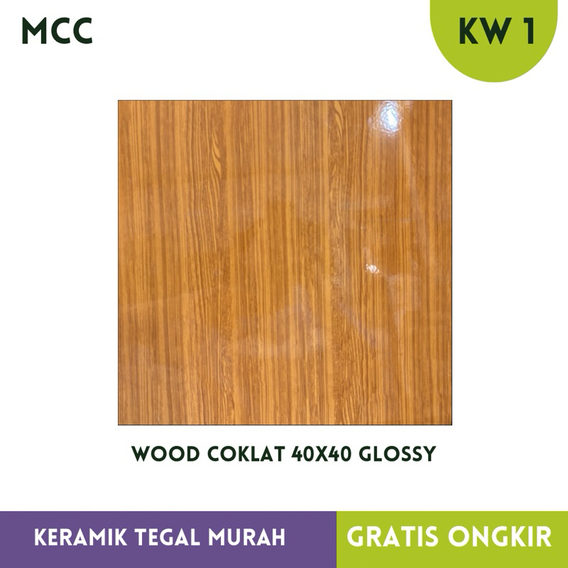 Keramik Motif kayu glossy 40x40 wood coklat KW 1