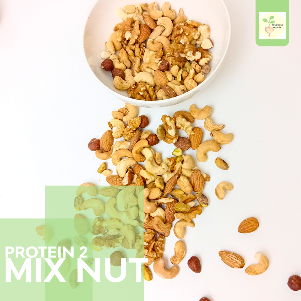 

MIX NUT PROTEIN 1Kg - Kacang Almond, Mede, Walnut, Pistachio, Hazelnut