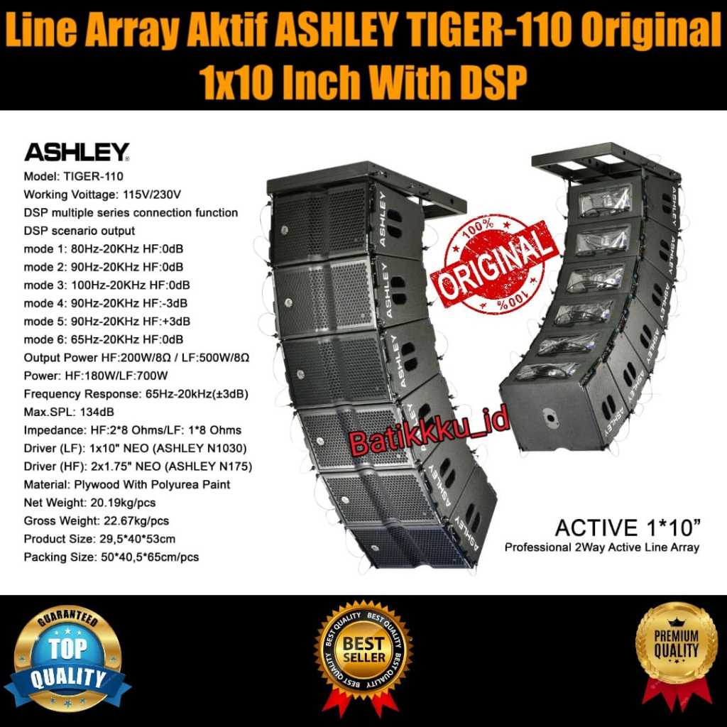 Speaker Line Array Aktif ASHLEY TIGER 110 TIGER110 ORIGINAL 10 INCH