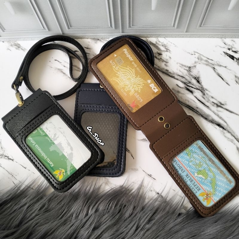 

ID Card Holder Kulit Magnet Flip 2 sisi Name Tag holder Kulit ID Card Murah -04