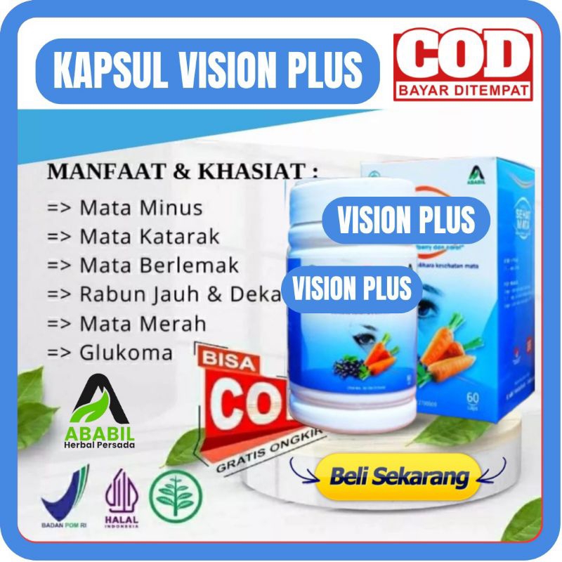 KAPSUL VISION PLUS ABABIL ISI 60 - VITAMIN MATA Obat Mata Sehat Memelihara Kesehatan Mata Obat Mata 