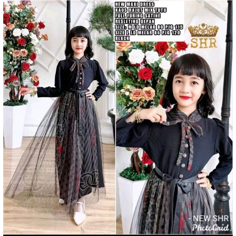 Gamis rajut mix scuba ORI SHR anak import