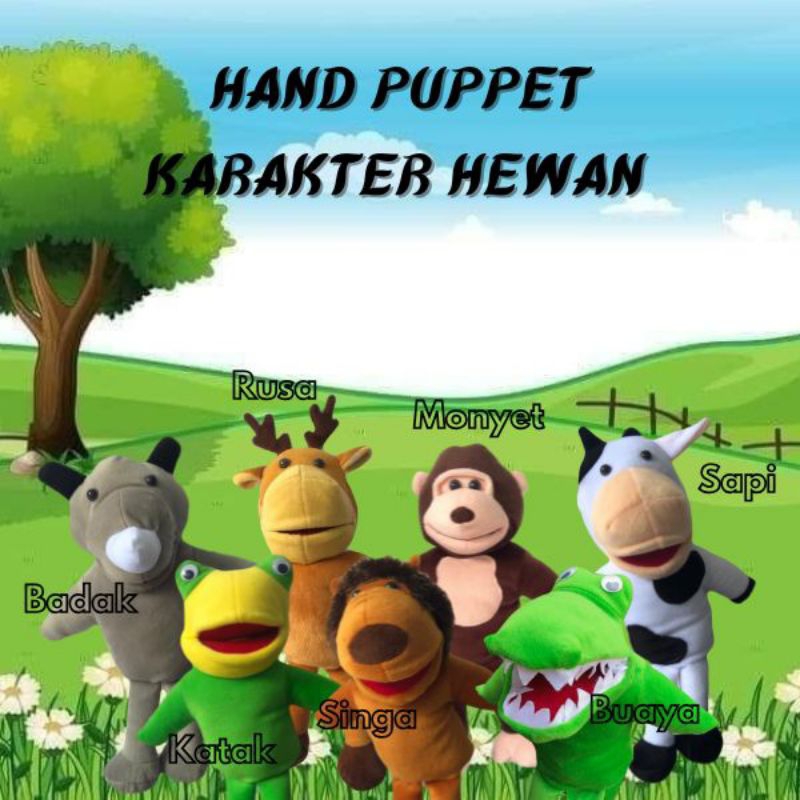 Boneka Tangan Muppet 50cm Hewan Badak | Peraga Dongeng|boneka edukasi