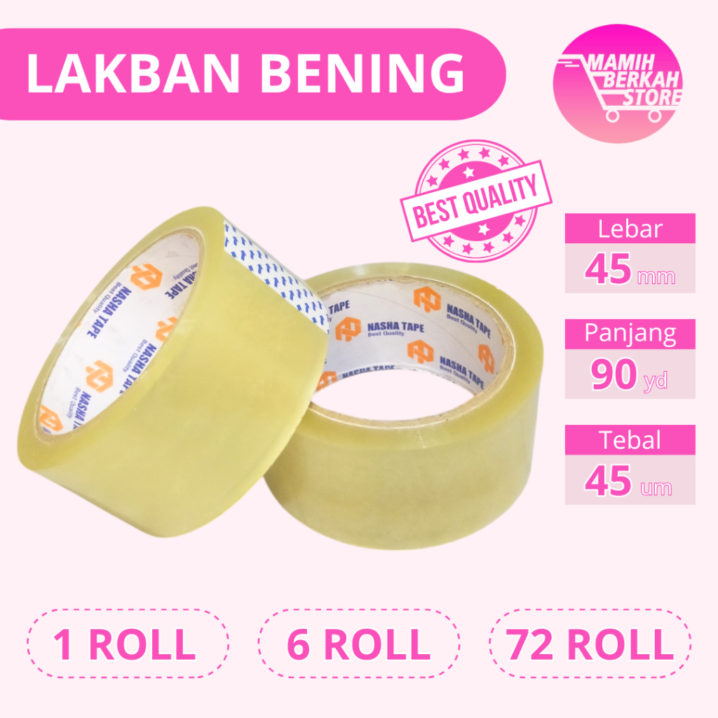 

LAKBAN BENING 90 yard x 45 mm / Tape / Isolasi / Solatip Online Tape MURAH KUAT MEREKAT