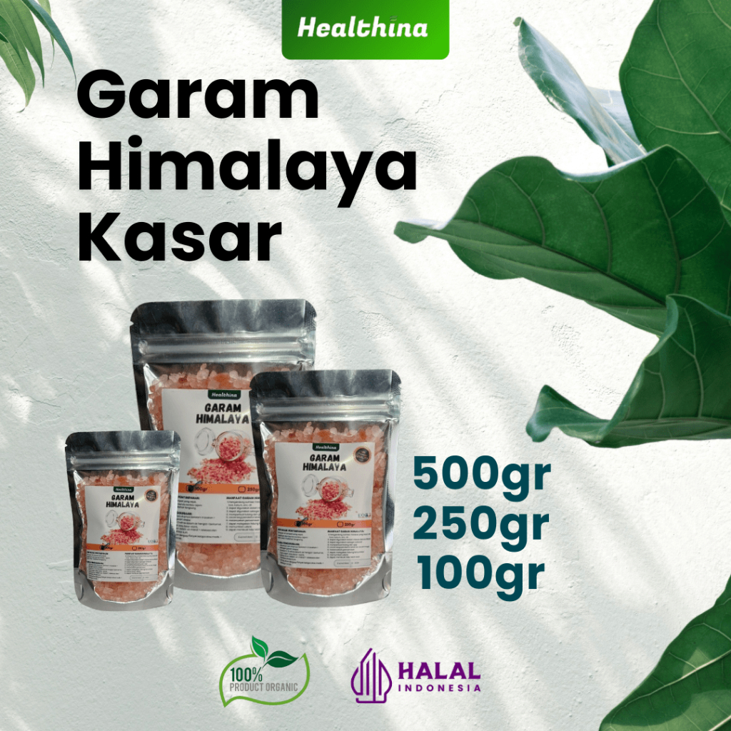 

Garam Himalaya Kasar Healthina Original 500gr-250gr-100gr Asli Organik Garem Himalayan Salt Kristal Halal