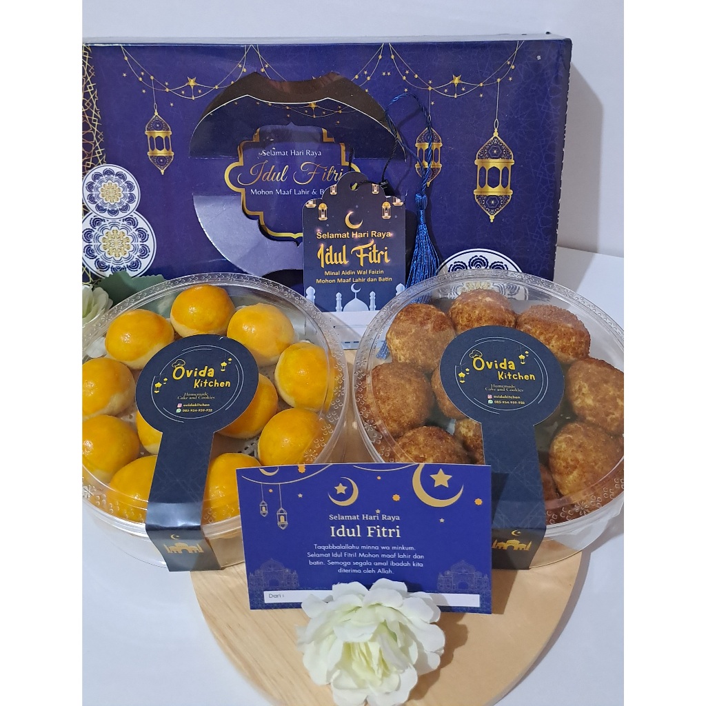 

PAKET MUBARAK (HAMPERS KUE KERING DENPASAR BALI,NASTAR/KASTENGEL/PUTRI SALJU/CHOCO BUTTER COOKIES/PALM CHEESE/KUE KACANG)