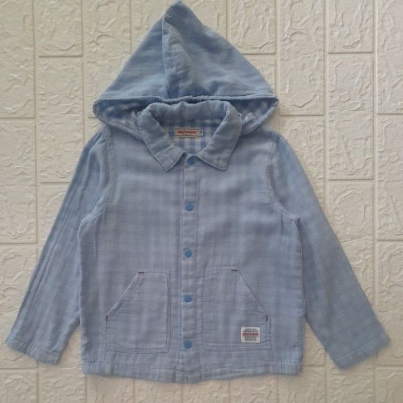 kemeja ber hoodi MIKI HOUSE size 110 pl