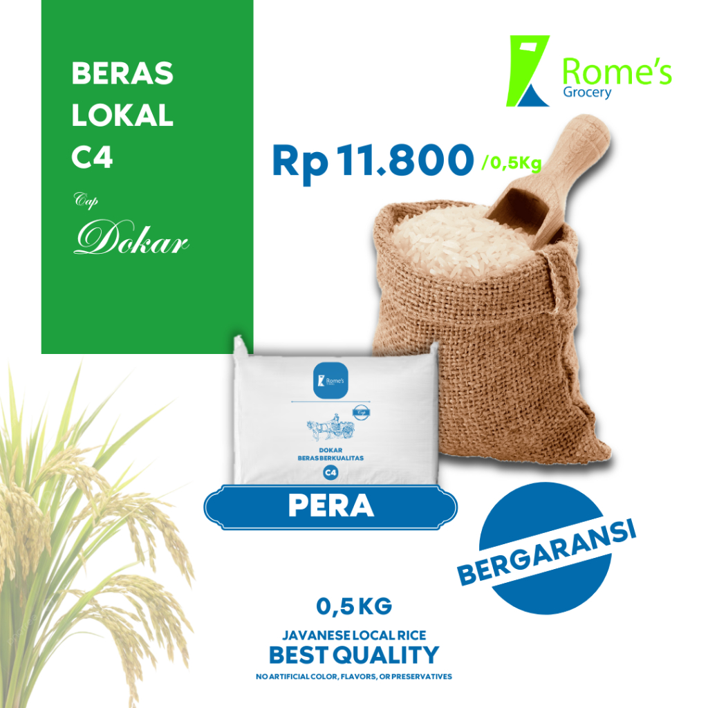 

Beras Lokal (Pera) | 0,5 Kg I Fresh100% I Bergaransi I Romes Grocery