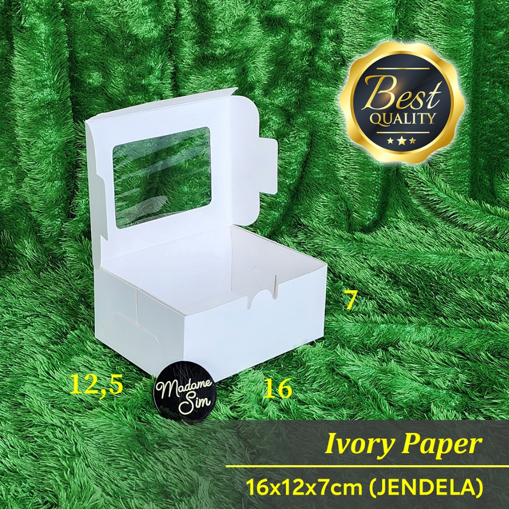 

BOX IVORY - SNACK BOX LAMINASI - DUS ROTI - KARDUS 16x12x7 - JENDELA (ISI : 10 PCS)