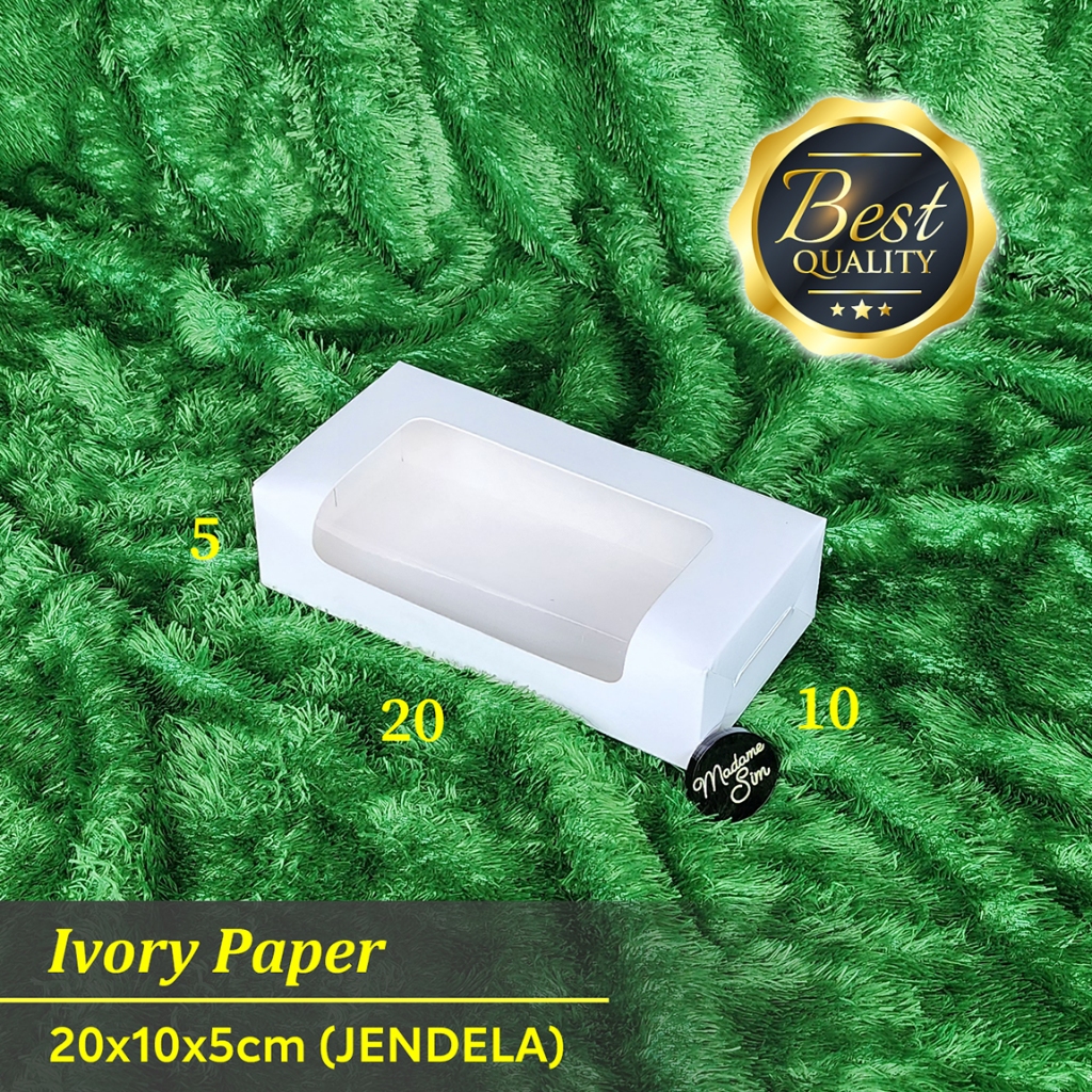 

BOX IVORY - DUS BROWNIES - KOTAK ROTI - KARDUS 20x10x5 - JENDELA (ISI : 10 PCS)