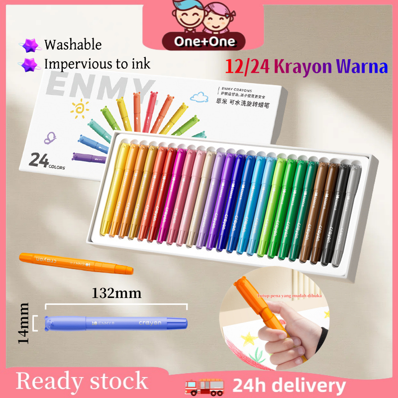 

【COD】12/24 Warna Crayon washable Crayon Rotating Core Suitable for Children's Drawing