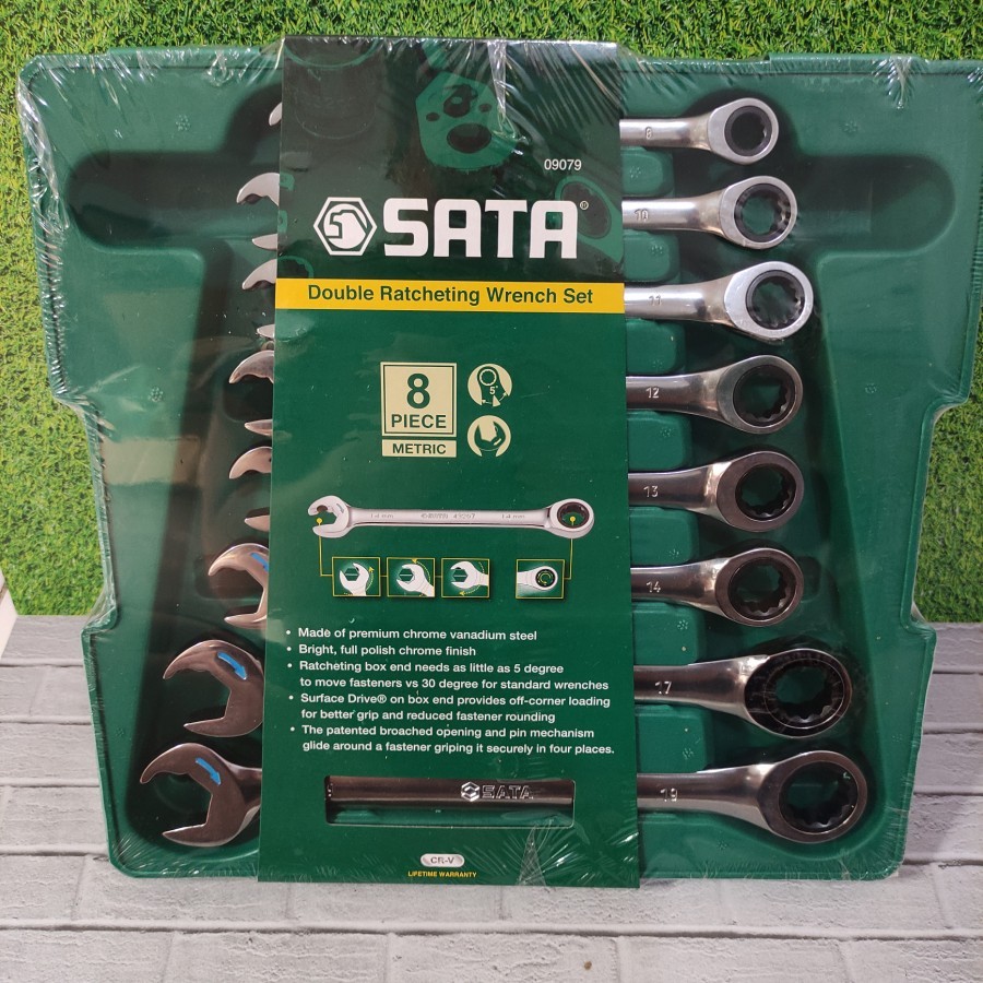 SATA - Kunci Ring Pas Double Ratcheting Wrench 8 Pcs Set 09079 SATA TOOLS