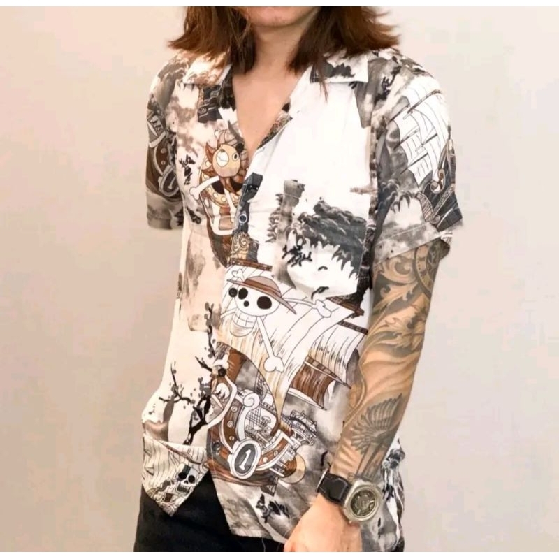 kemeja bermotif one piece