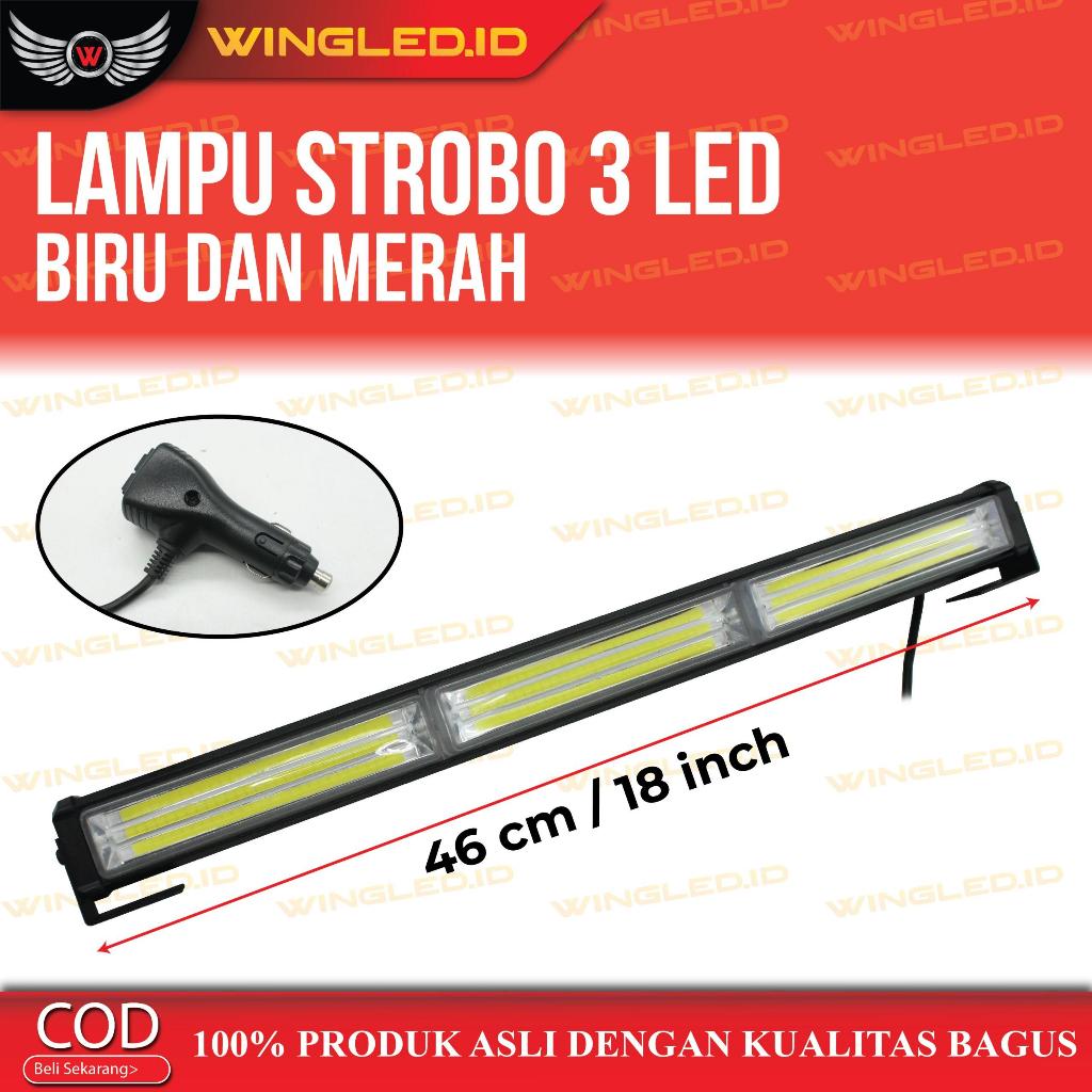 Lampu Strobo 3 LED Warna Biru dan Merah Lampu Mobil Aksesoris Mobil