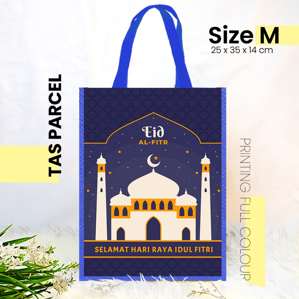 

TAS IDUL FITRI NAVY MASJID UKURAN KECIL 25x35 - TAS PARCEL PRINTING / TAS LEBARAN