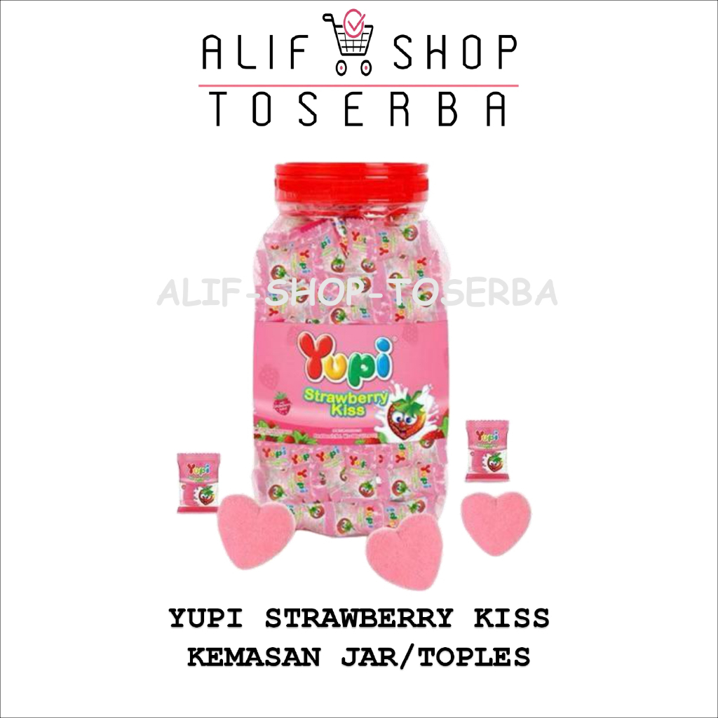 

Yupi Permen Rasa Strawberry Kiss Kemasan Jar/Toples