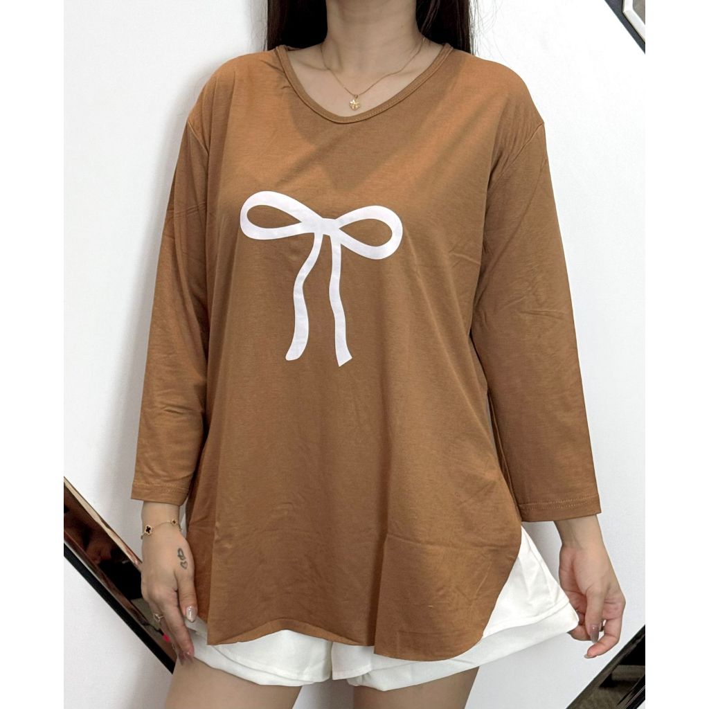 Kaos oversize lengan 7/8 Big Bow Top / Kaos Oversize Pita / Kaos wanita jumbo
