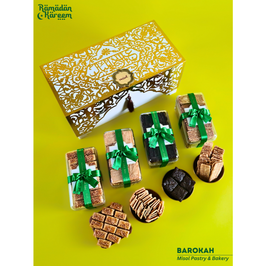 

BAROKAH hampers Parcel MISOL cookies Kue Kering isi 4 Toples