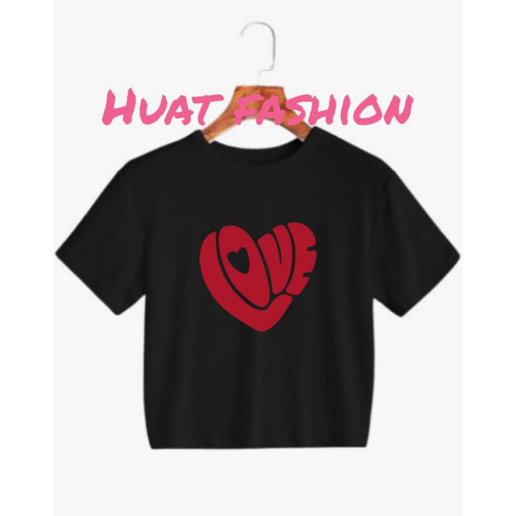 Baju Kaos Crop Top Oversize Wanita Masa Terkini Gambar Love