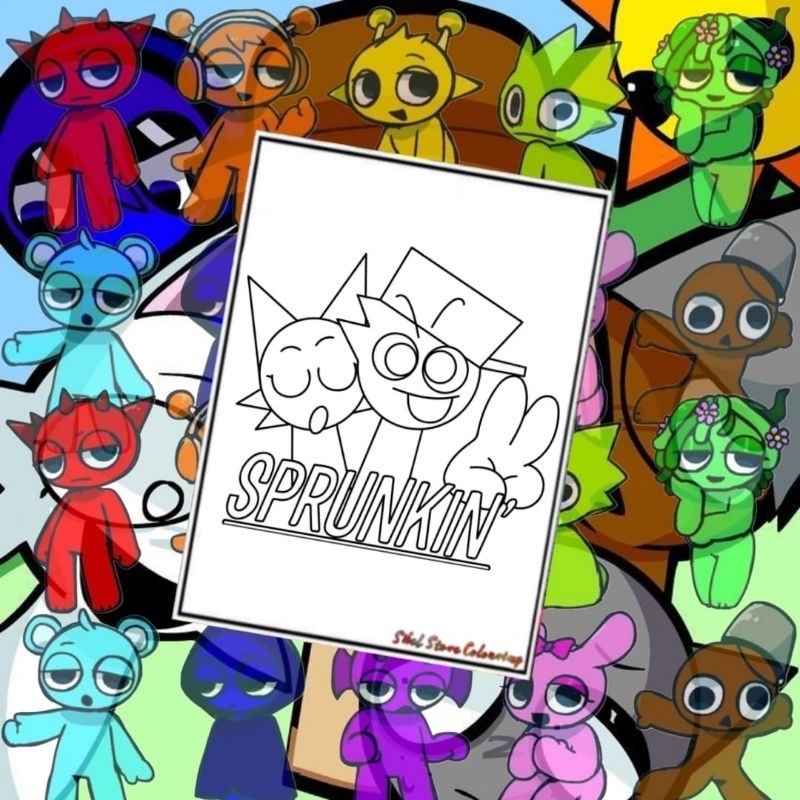 

Kertas Mewarnai Gambar Anak Tema Sprunki V4 (10 Lembar Gambar) Kertas Gambar Tebal / Kertas Mewarnai Sprunki