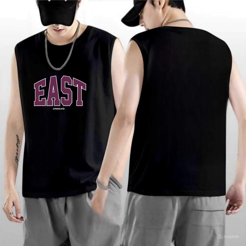 Bisa Cod  Singlet Pria Dewasa Logo EAST Baju Singlet Pria Trendy Kaos Singlet Pria Gym Baju Tanpa Le