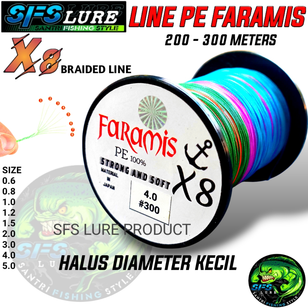 Senar PE Faramis x8 300meter line pe 200meter pe senar pancing pe line pe Faramis x8 senar pancing s