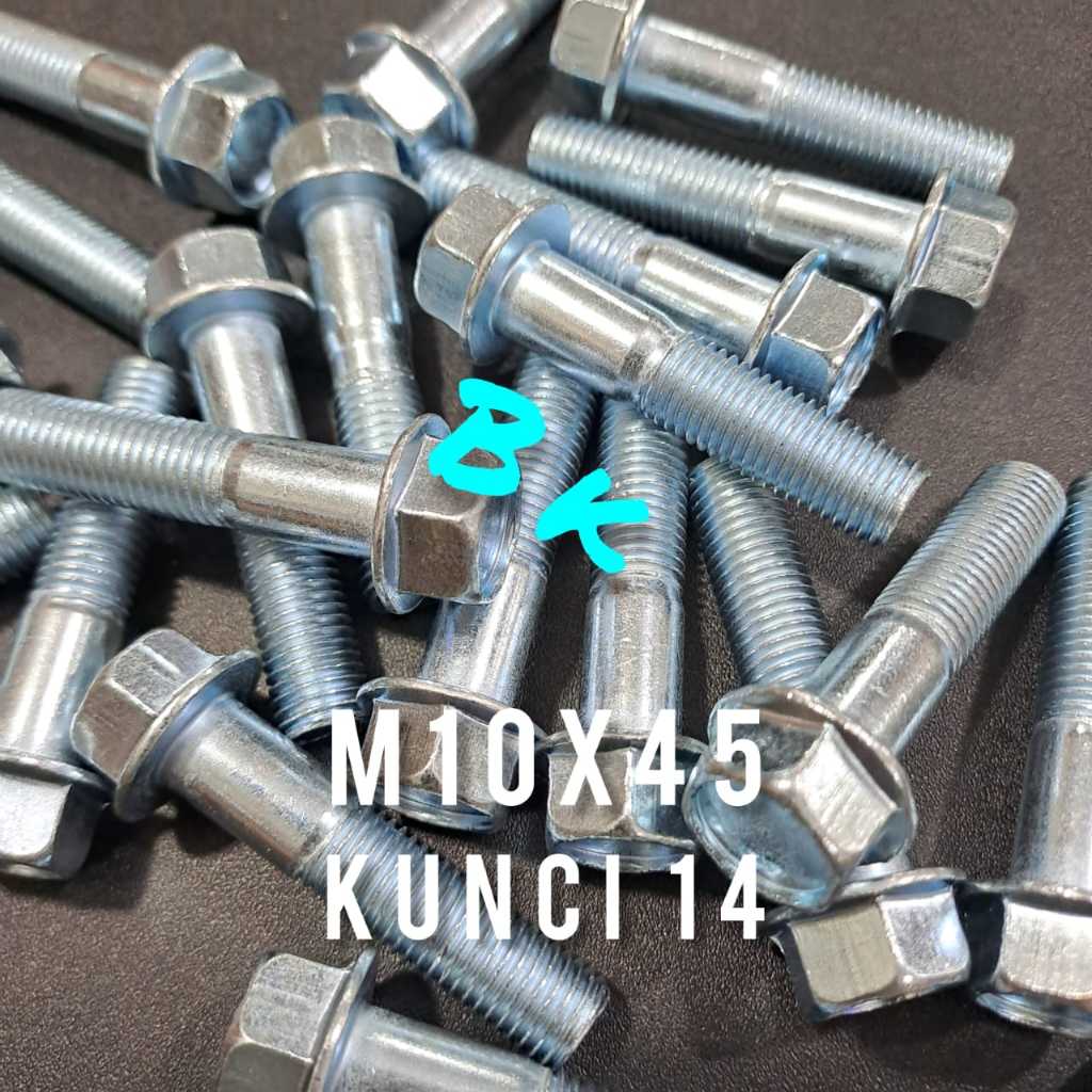 Baut Flange Bolt M10x45/Baut Shock 10x45 Kunci 14