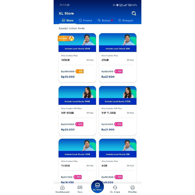 Kartu XL promo XCP dan/atau VIP