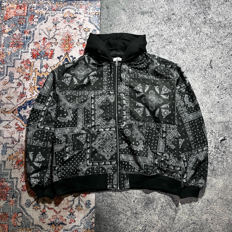 Bomber Jacket Hoodie Paisley Pattern Wego