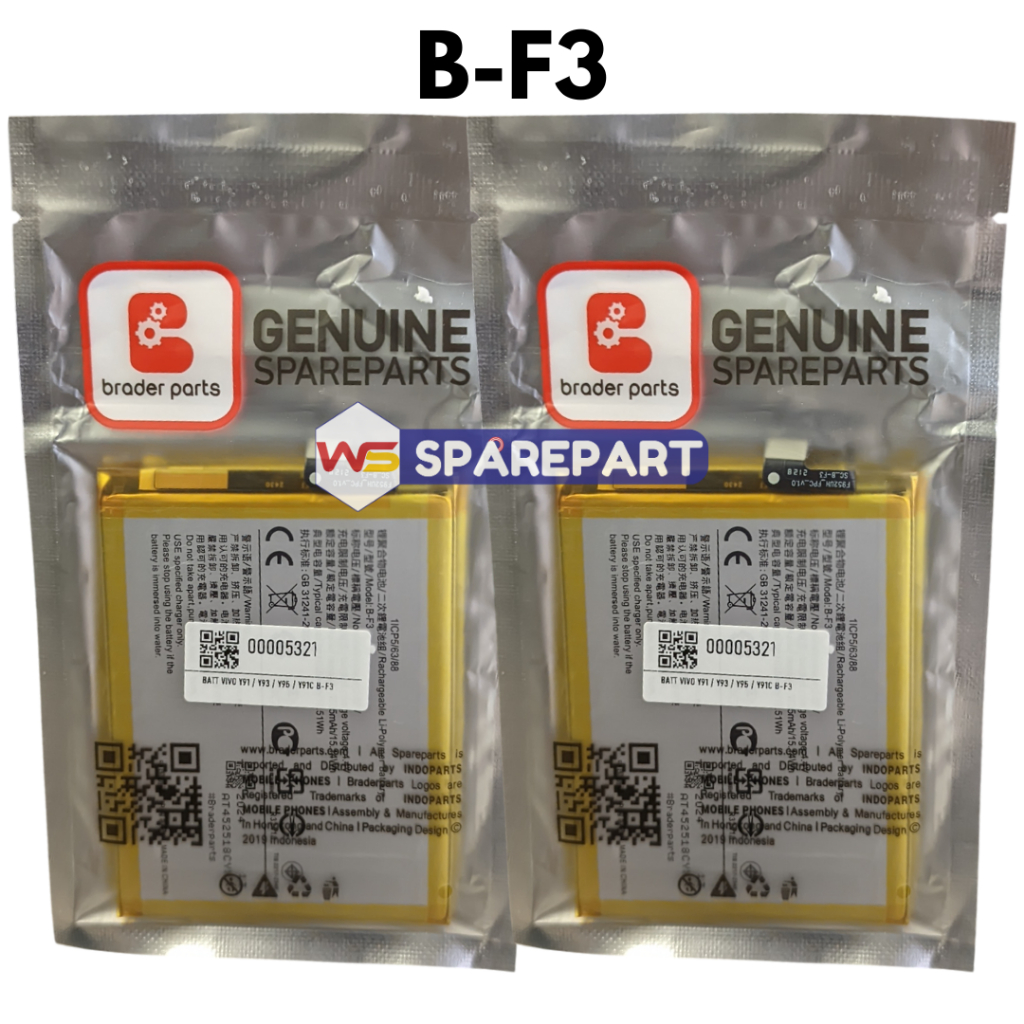 BATERAI VIVO B-F3 VIVO Y91 Y93 1814 Y95 Y91C 1820 Y1S BRADERPARTS - ORIGINAL FULLSET