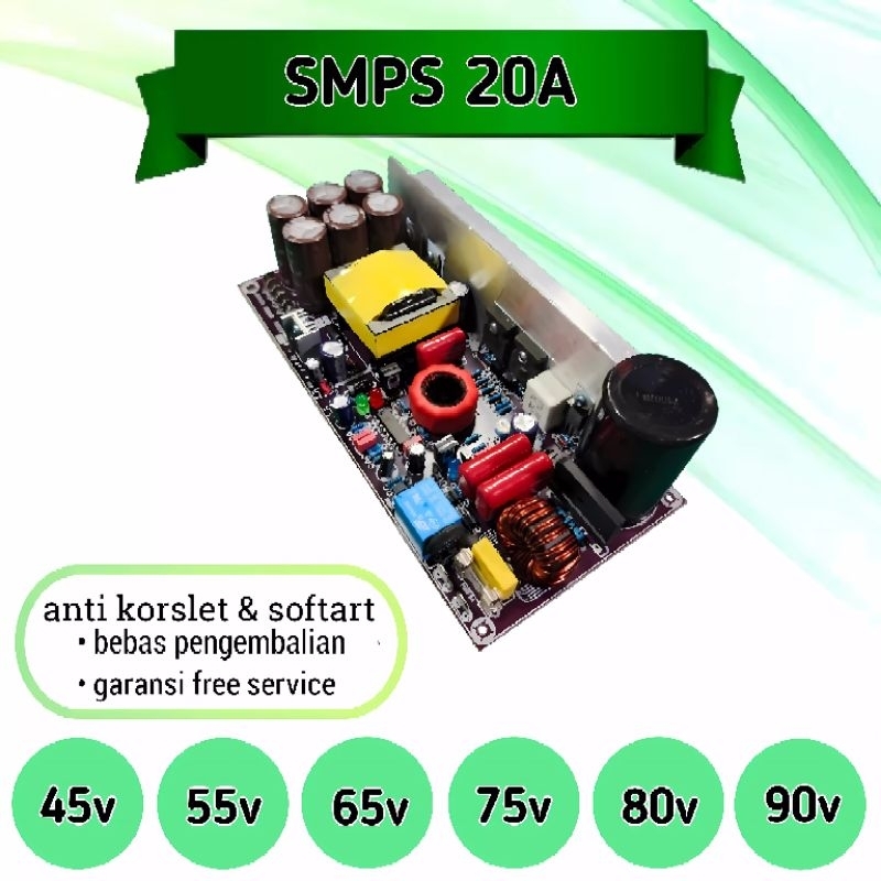 Trafo smps 20a daya 2500w CT 45v 55v 65v 75v 80v 90v power supply unit for audio 20 amper volt dc