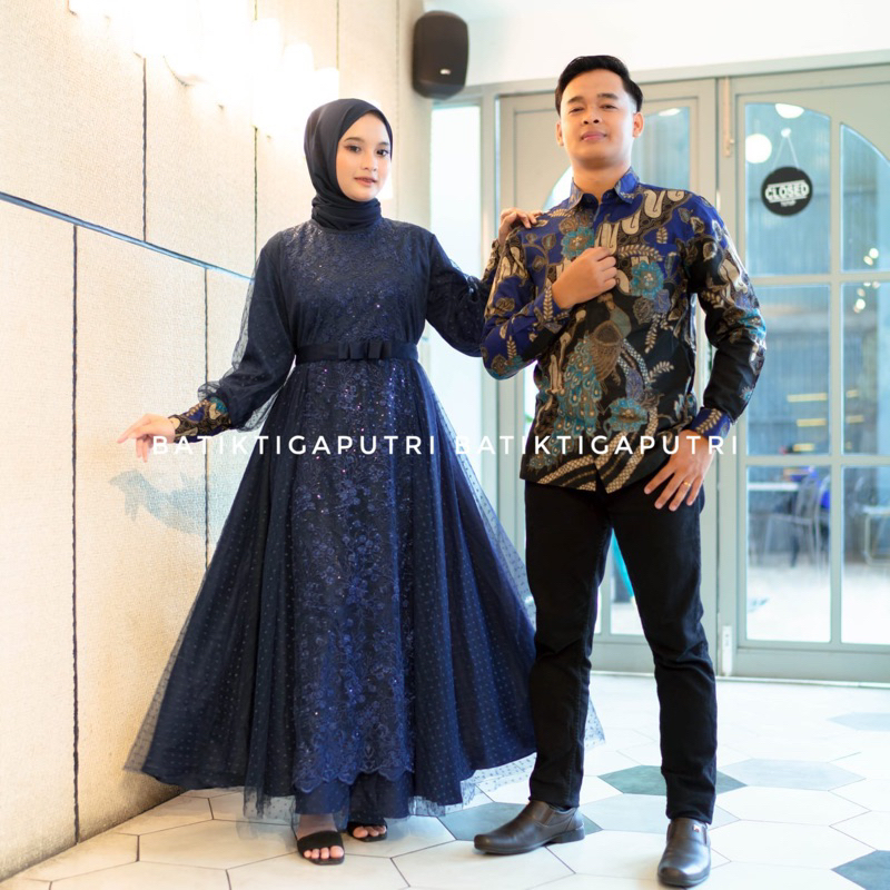baju couple gamis pasangan brokat dotty tille terbaru 2025 baju pasangan brukat batik gamis terbaru 