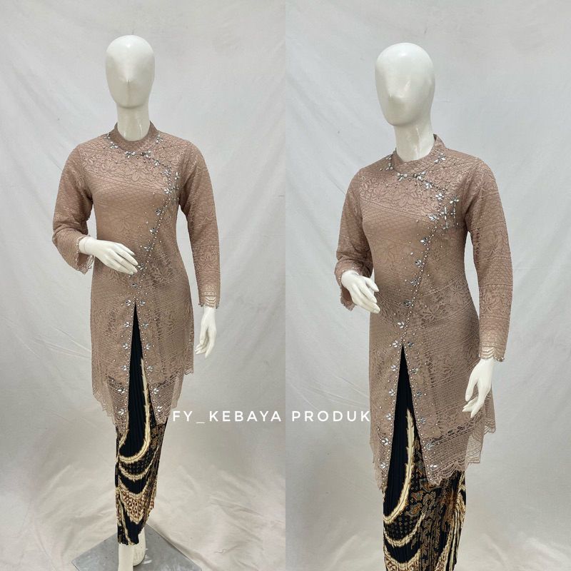 Kebaya Wisuda kebaya modern model tunik Nagita bahan brokat kombinasi payet