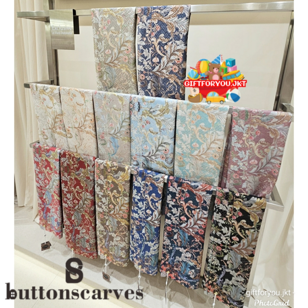Buttonscarves Royale Grandeur Square Jilbab Hijab Segi Empat Premium Branded Voal Fashion Muslim Pak