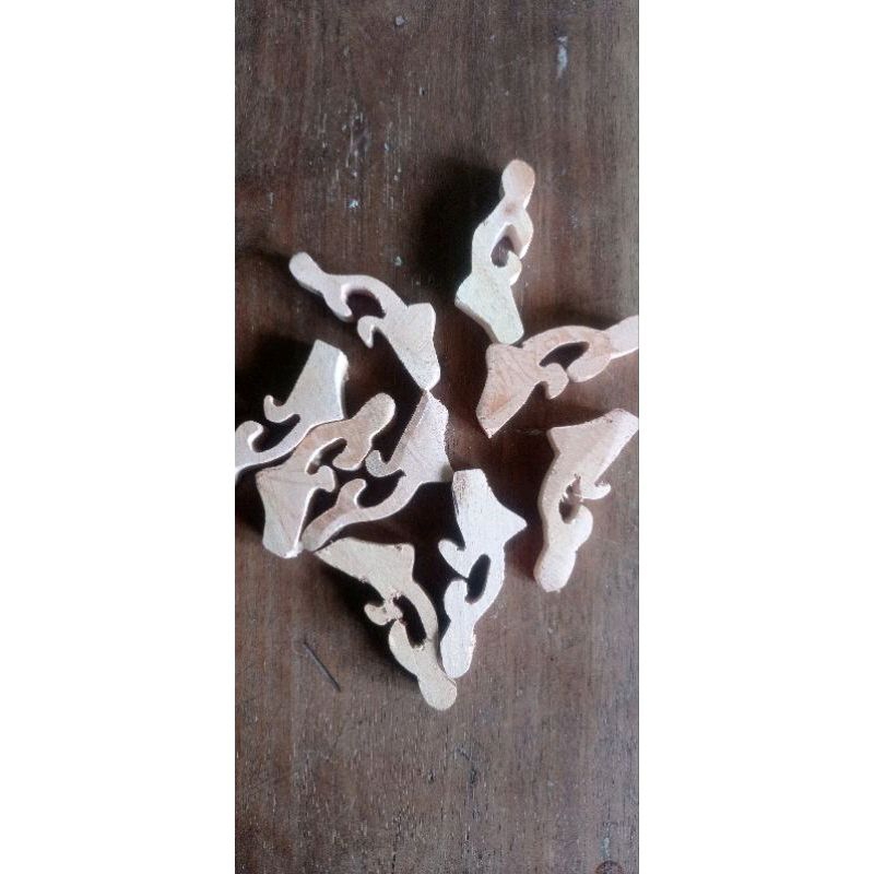 (2pcs) bahan tangkringan ukir burung kecil sogon pleci konin
