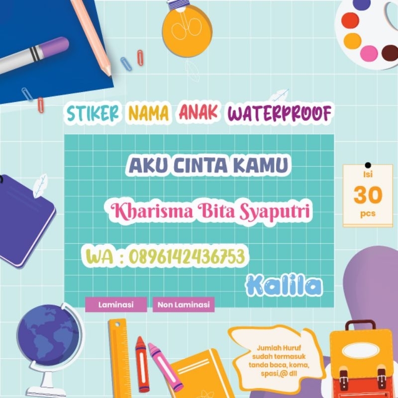 

STIKER LABEL NAMA TANPA KARAKTER WATERPROOF/ STIKER LABEL NAMA MURAH