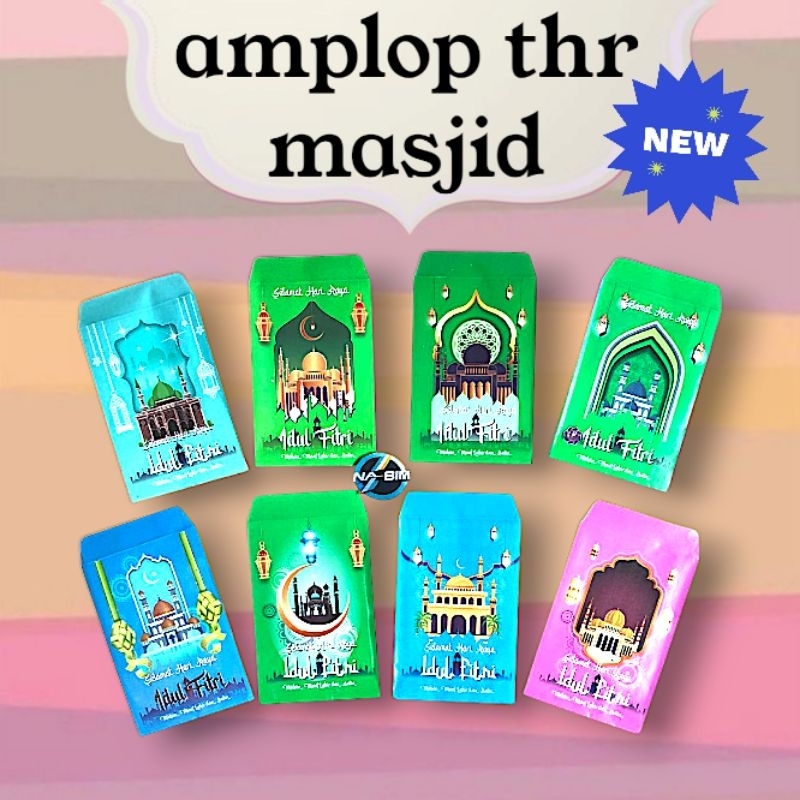 

isi 10-50-100 lembar mix random amplop angpao lebaran karakter masjid P size medium Paper glosy