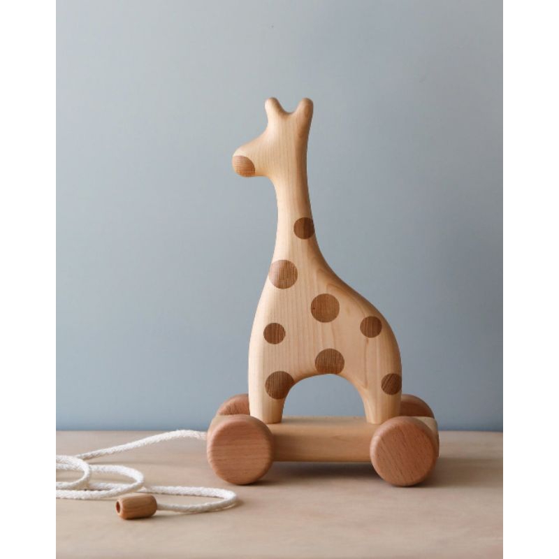 Handmade Wooden Giraffe Pull Toy , Pretend Play , Montessori toys , Sensory Toys , Open Ended Toys