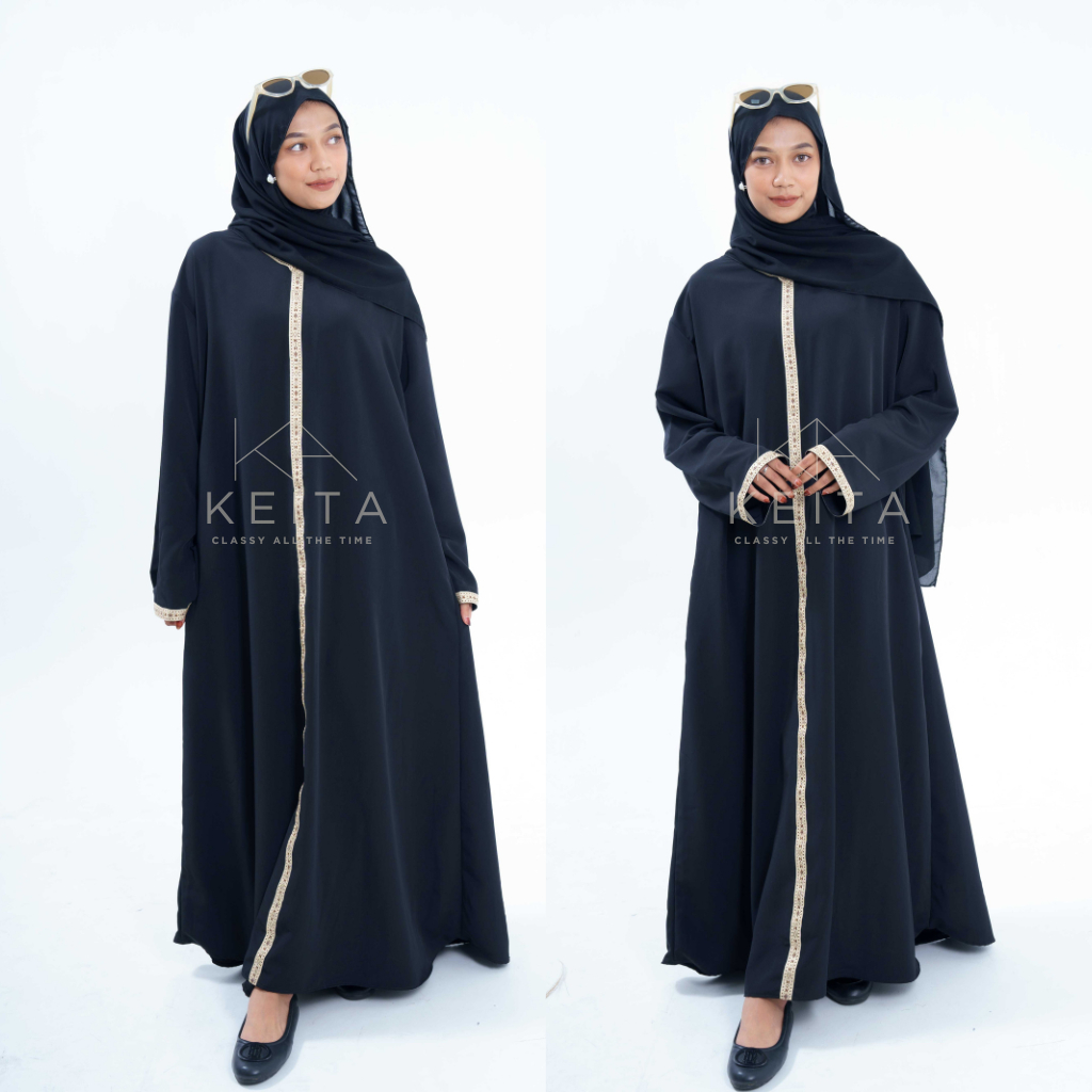 Abaya Hitam Mewah Elegan Gamis arab Hitam Abaya hitam turkey Syafa by Keita
