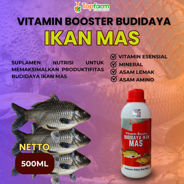 Vitamin Ikan Mas 500ml/ Vitamin Ikan Mas/ Vitamin Ternak Ikan Mas/ Vitamin Ikan Mas Cepat Besar/ Vit