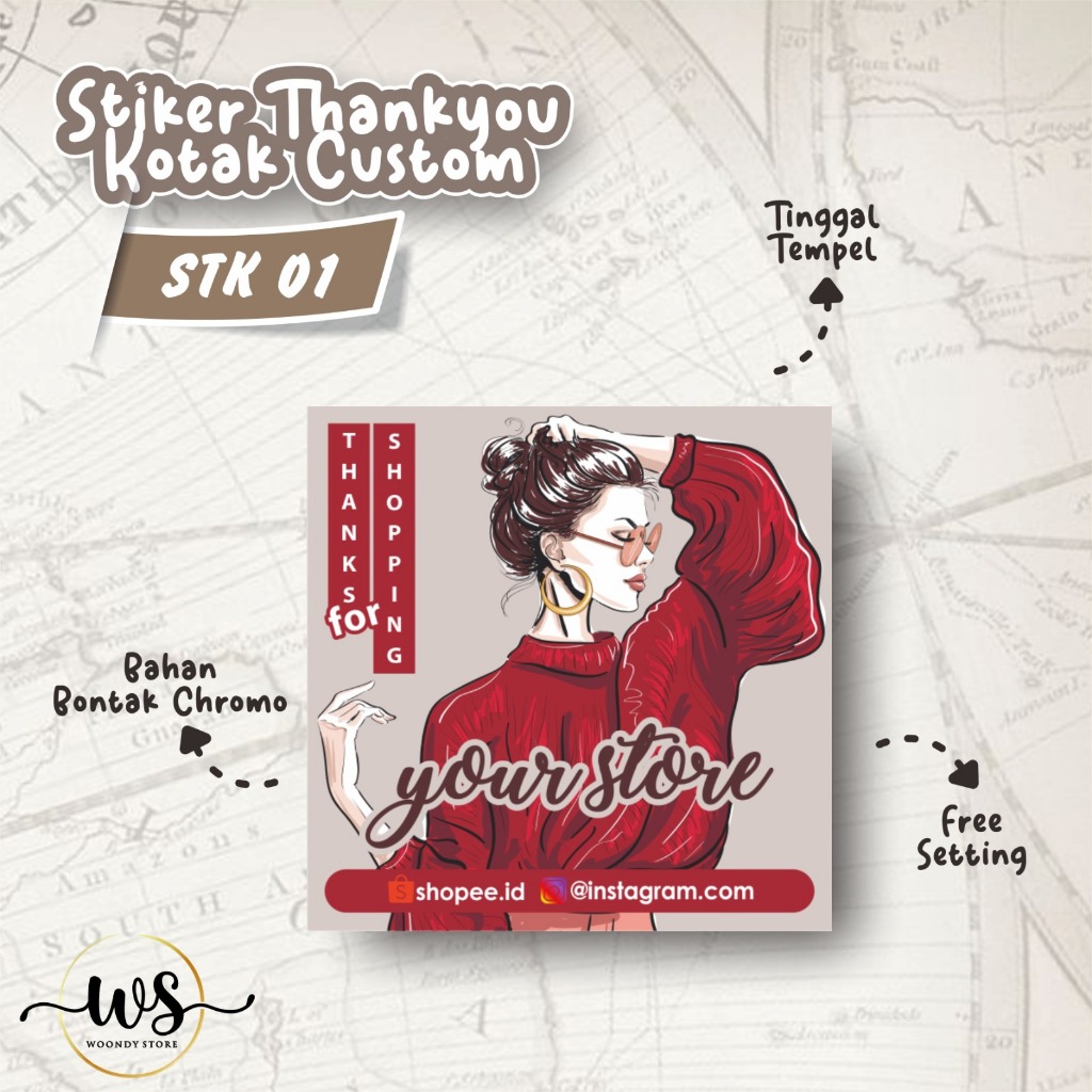 STIKER LABEL THANK YOU KOTAK CUSTOM - STICKER THANK YOU CUSTOM MURAH