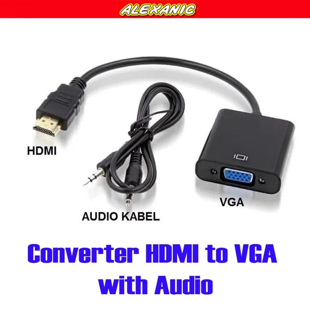 Converter HDMI to VGA with Audio | Konektor HDMI to VGA + Audio | Kabel HDMI to VGA dengan Audio | K
