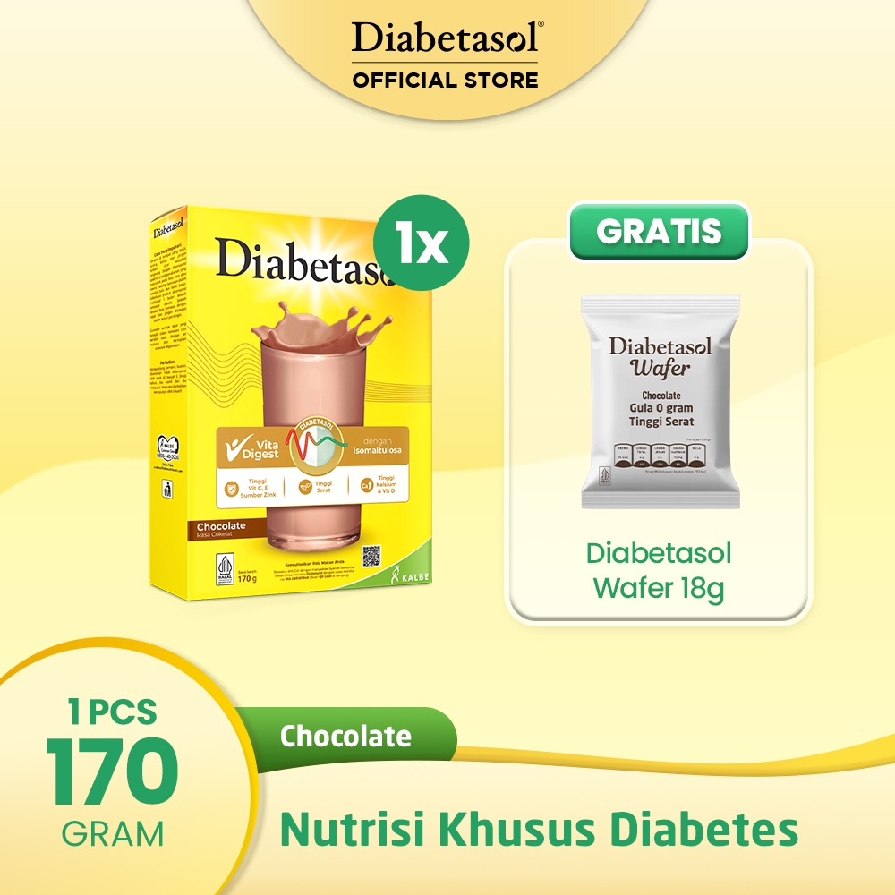 

BUY 1 Diabetasol Chocolate 170g free Diabetasol Wafer 18g