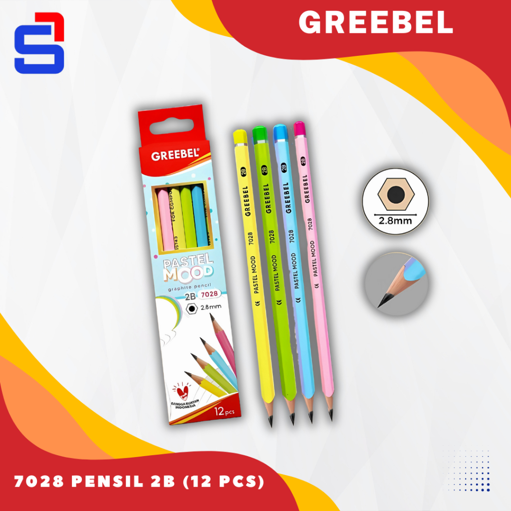 

GREEBEL Pensil Kayu 2B (7028) Pastel Mood / Pensil Tulis / Pensil Ujian Sekolah / Pensil Gambar