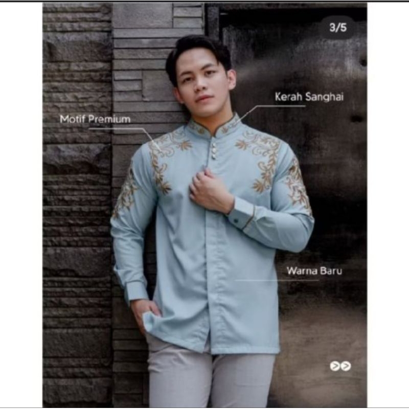 Kemeja Bordir Pria NUC.ID Abinaya 04 (Dusty Blue)